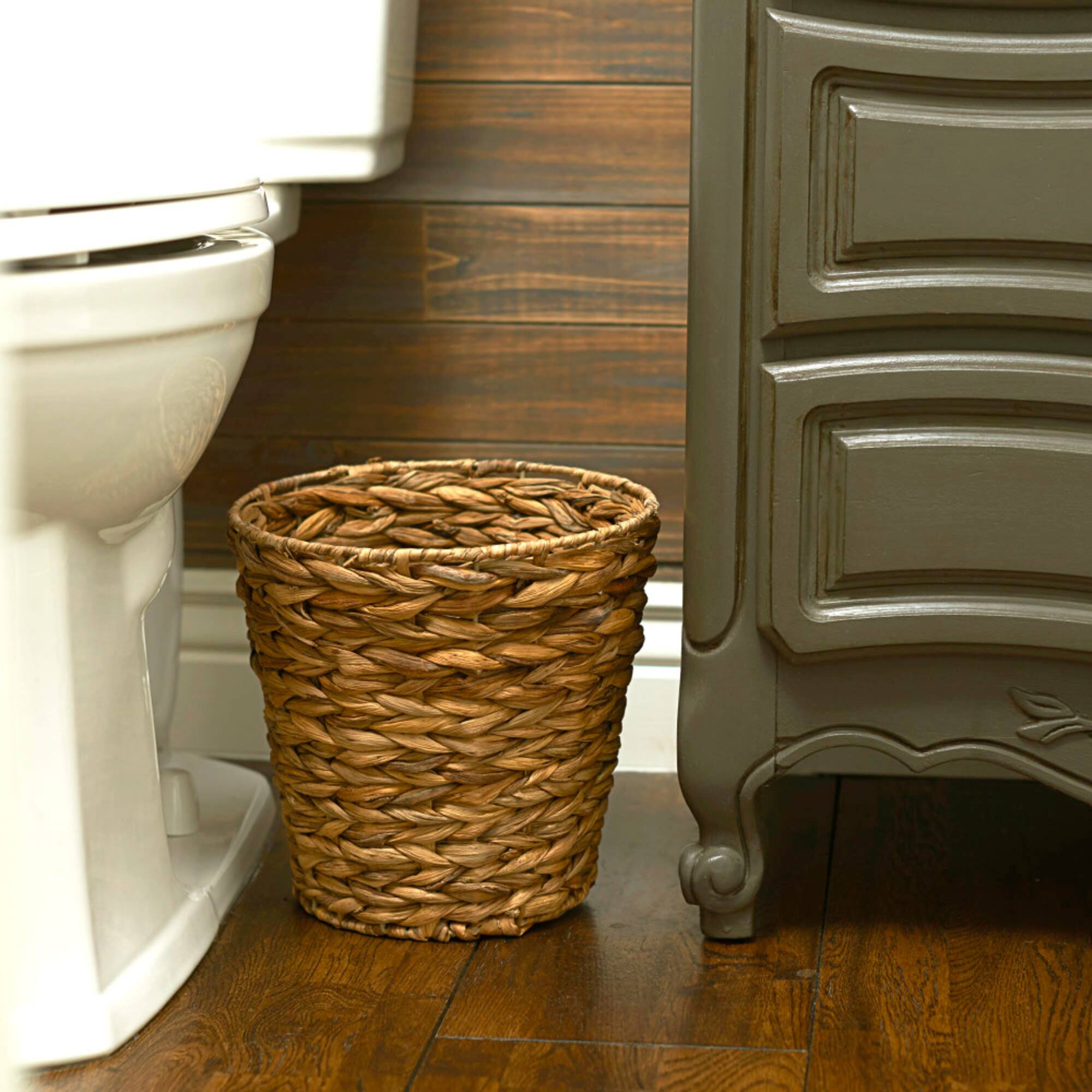 Household Essentials 10" Woven Natural Hyacinth Waste Basket